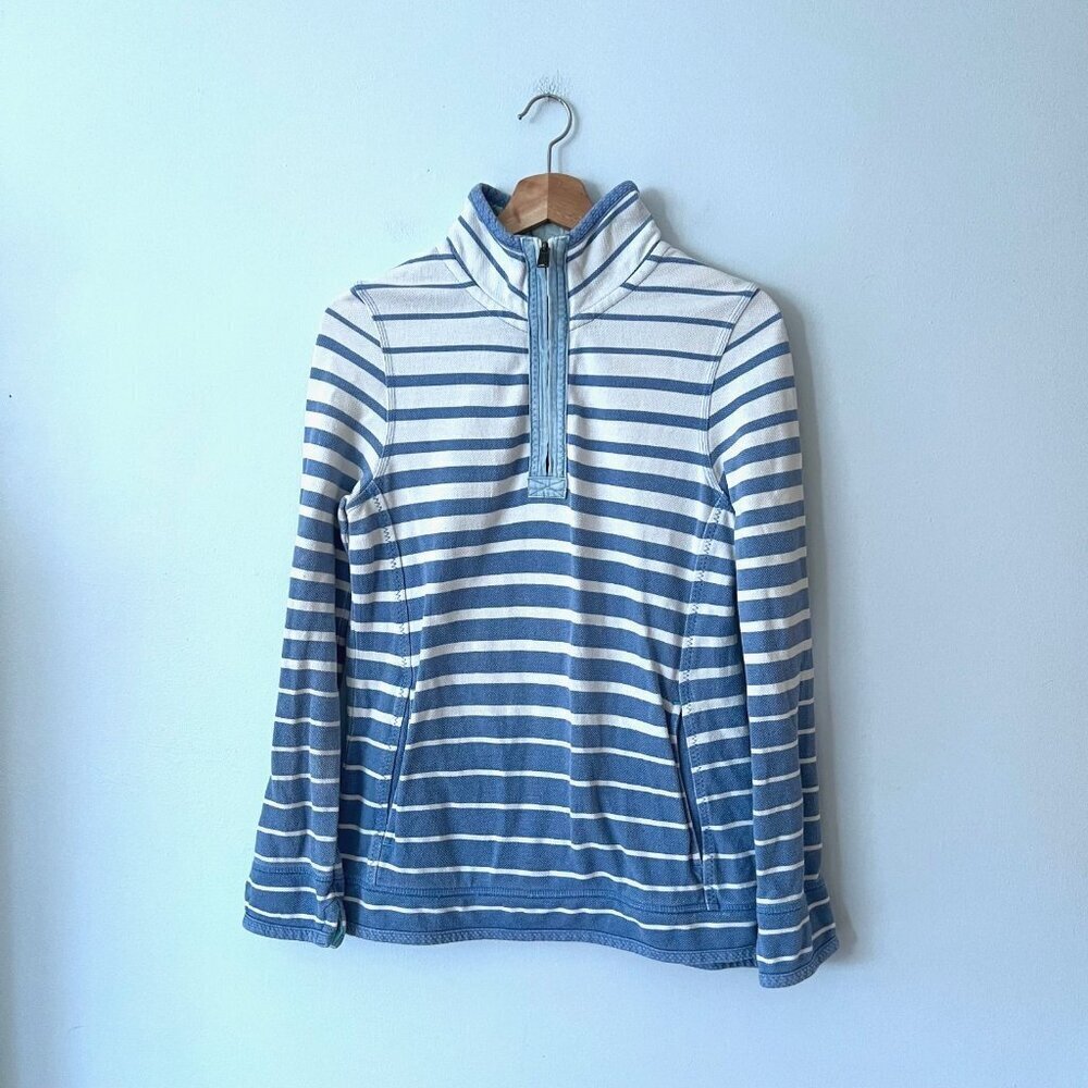 Fat Face The Airlie 1/2 Zip Pullover Blue White Striped Women's Size US 4/EU 36